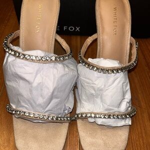 White Fox Rhinestone heels